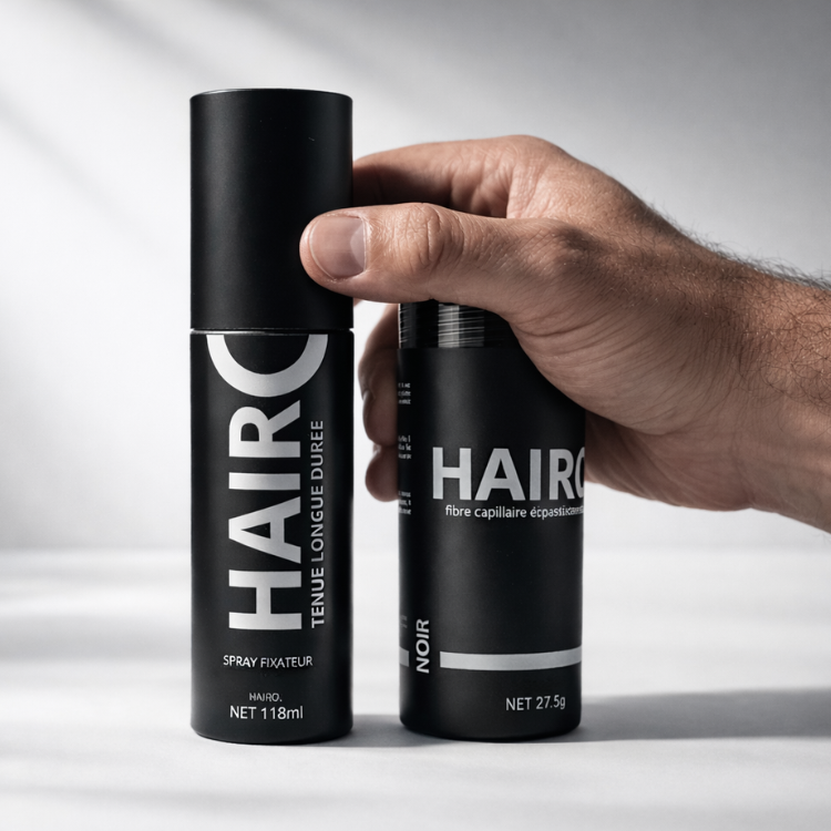 HAIRO Le Pack Contour — Poudre densifiante, spray fixateur et applicateur de précision